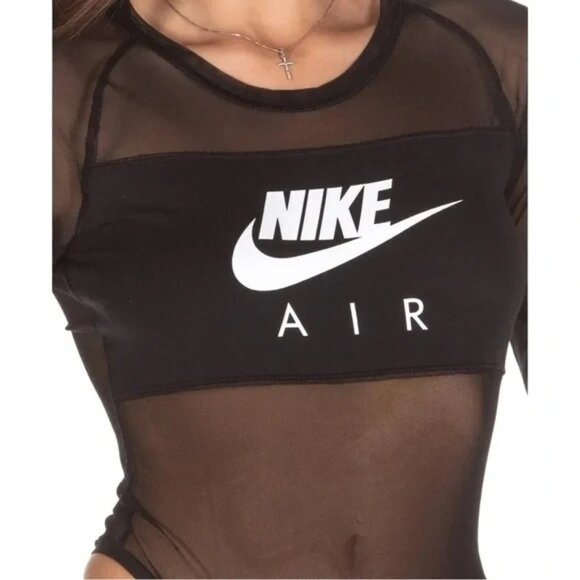 Nike Air Logo Black Mesh Bodysuit - Picture 3 of 8